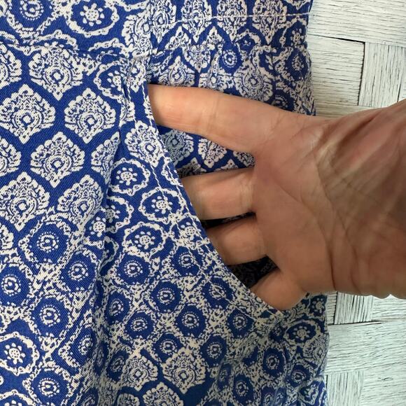 Lane Bryant blue & white shorts stretchy pull up pockets coastal boho plus size - Picture 2 of 10